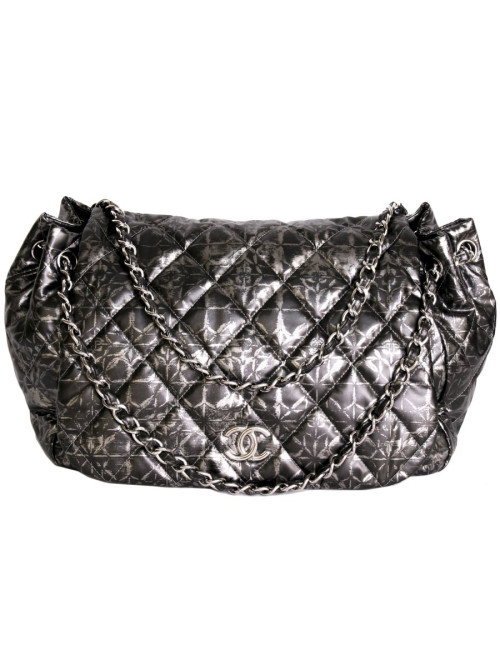 Sac jumbo CHANEL plastique bicolore noire et gris