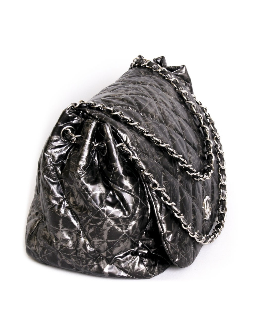 Black and grey canvas two-tone CHANEL jumbo bag