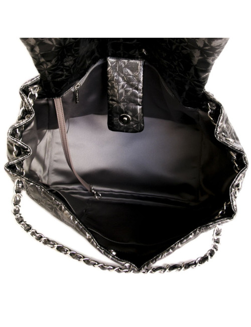 Black and grey canvas two-tone CHANEL jumbo bag