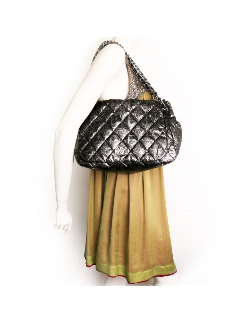 Sac jumbo CHANEL plastique bicolore noire et gris