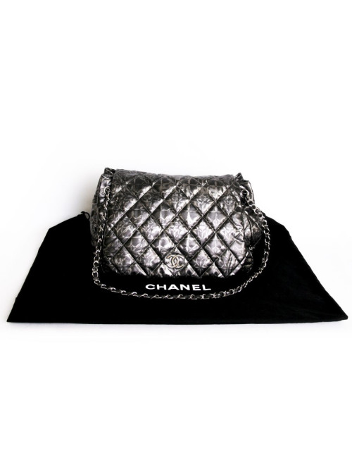 Black and grey canvas two-tone CHANEL jumbo bag