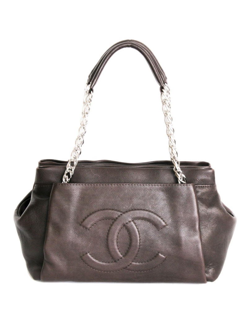 Sac CHANEL cuir caviar marron