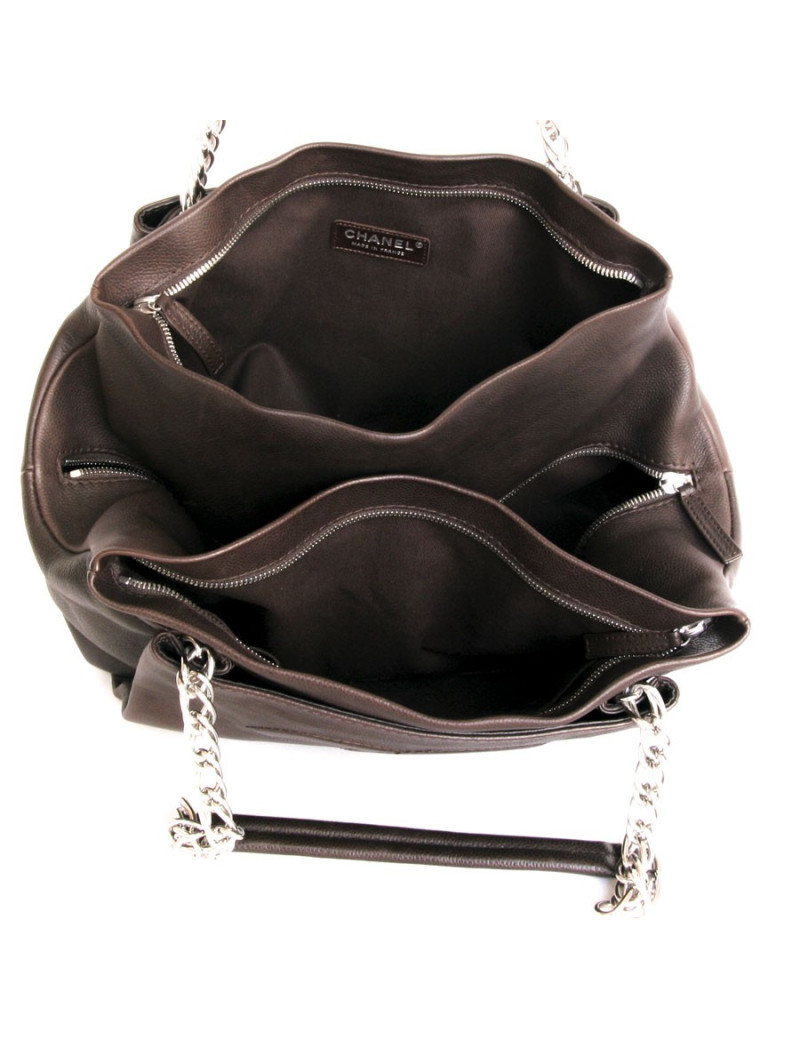 Sac CHANEL cuir caviar marron