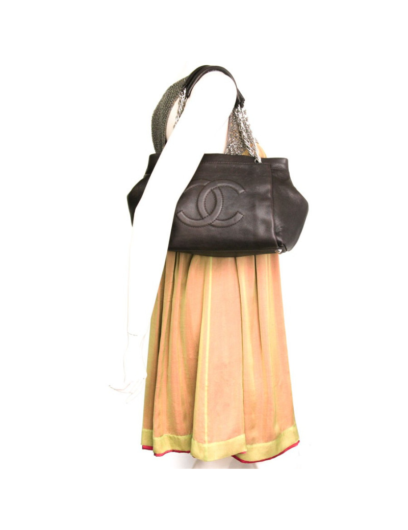 Sac CHANEL cuir caviar marron