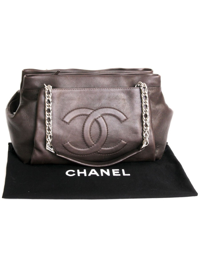 Sac CHANEL cuir caviar marron