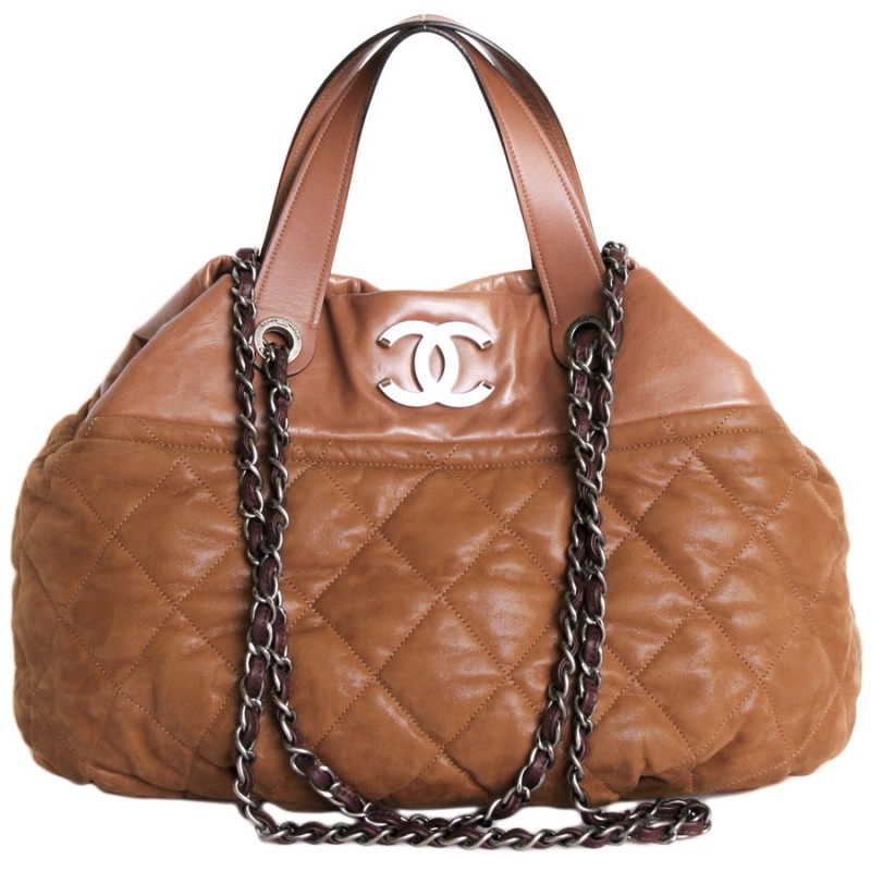 Chanel Brown Metallic Leather In The Mix Tote Chanel