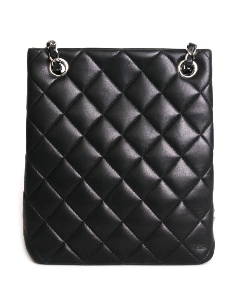 ac seau CHANEL cuir d'agneau matelassé noir