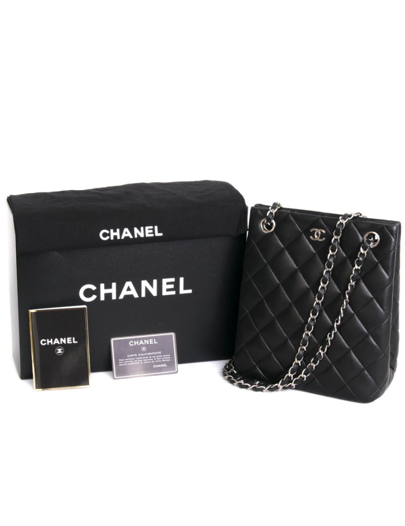 ac seau CHANEL cuir d'agneau matelassé noir