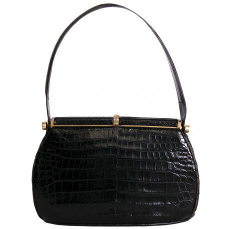 Unbranded black crocodile leather bag