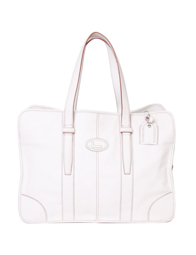 Sac Lancel " Grand Hotel " en cuir blanc