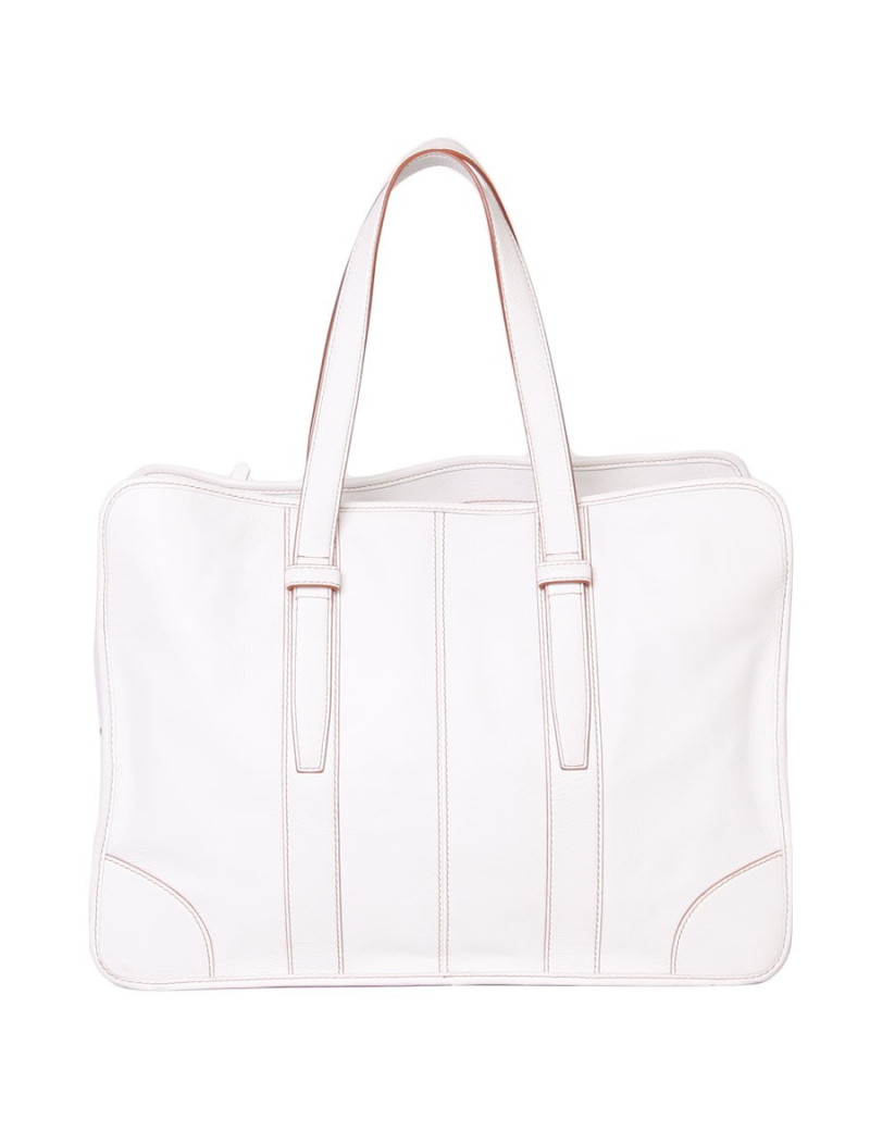 Large bag Lancel "Grand Hotel" grain leather white