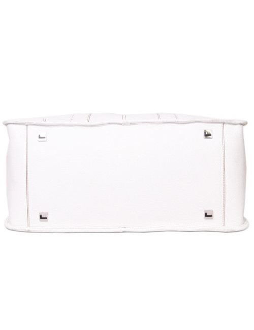 Large bag Lancel "Grand Hotel" grain leather white