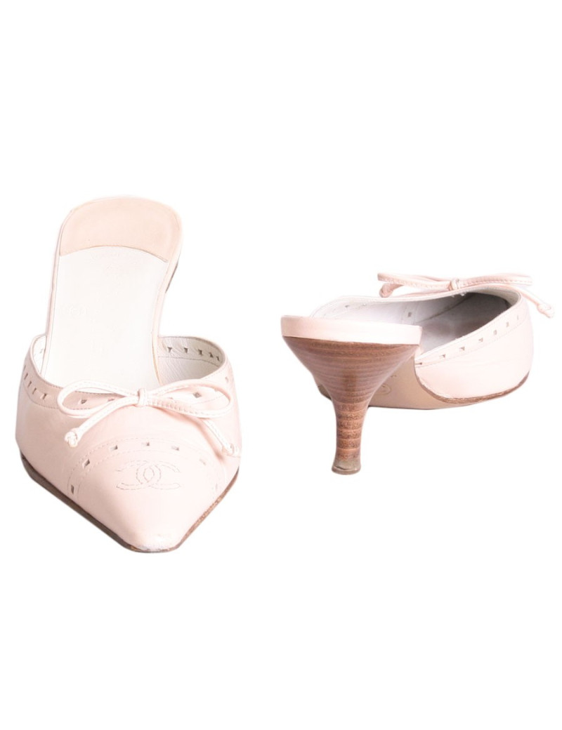 Sandales CHANEL T 36 en cuir rose