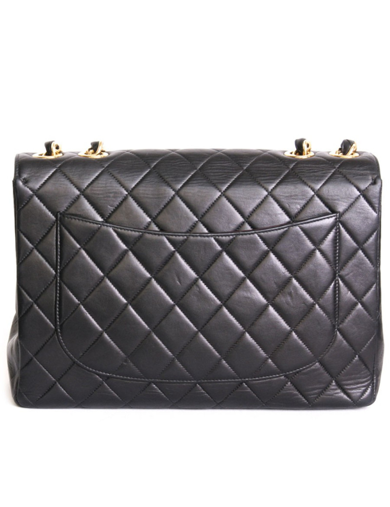 CHANEL jumbo vintage black quilted leather bag