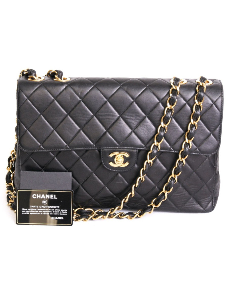 CHANEL jumbo vintage black quilted leather bag