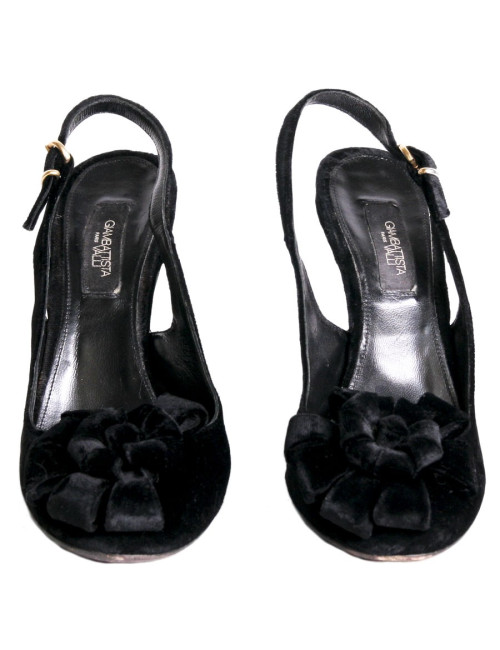 GIAMBATTISTA VALLI t38.5 silk velvet black heels
