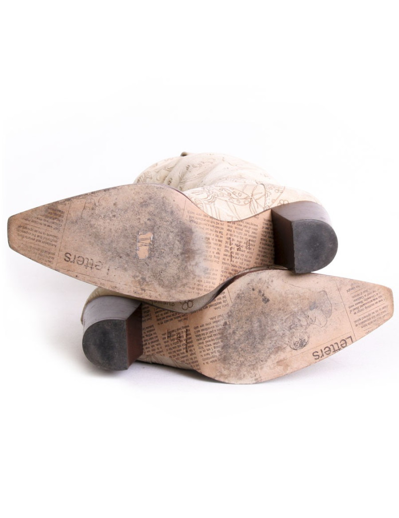 Santiagues GALLIANO T 36 veau velours beige et marron