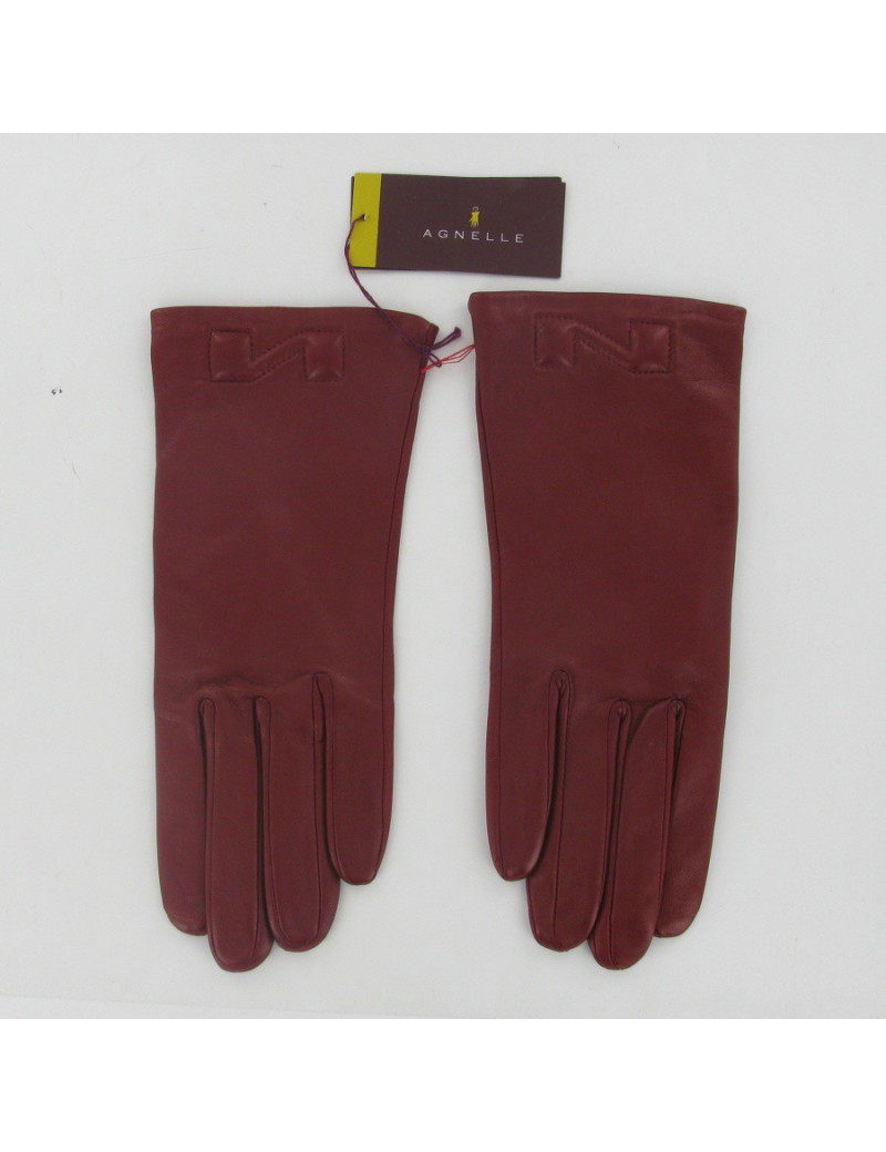 Gants cuir rouge AGNELLE