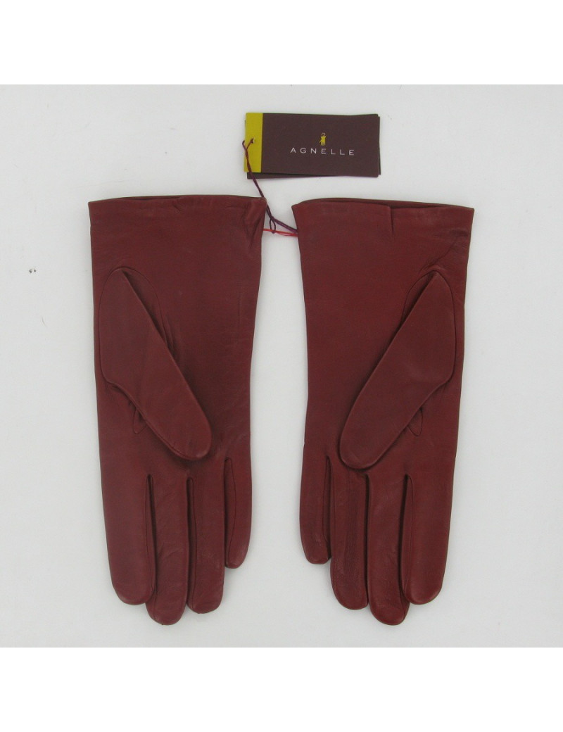Gants cuir rouge AGNELLE