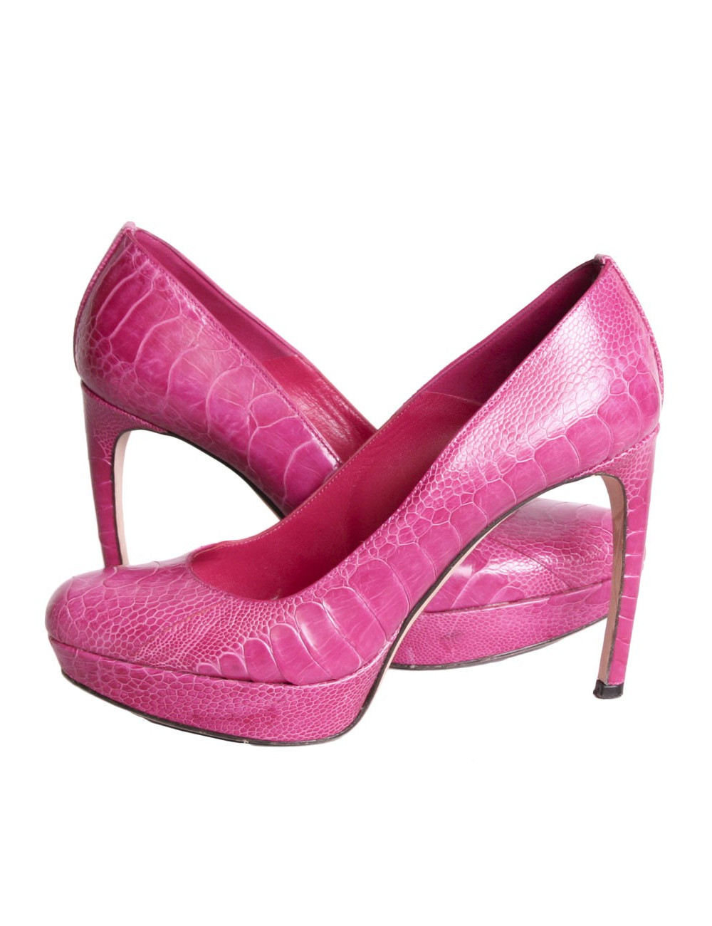Escarpins ALEXANDER MCQUEEN T 37.5 en python rose fushia 