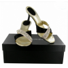 Mules Couture CHANEL T 36 in black and champagne silk rose embroidered pearls