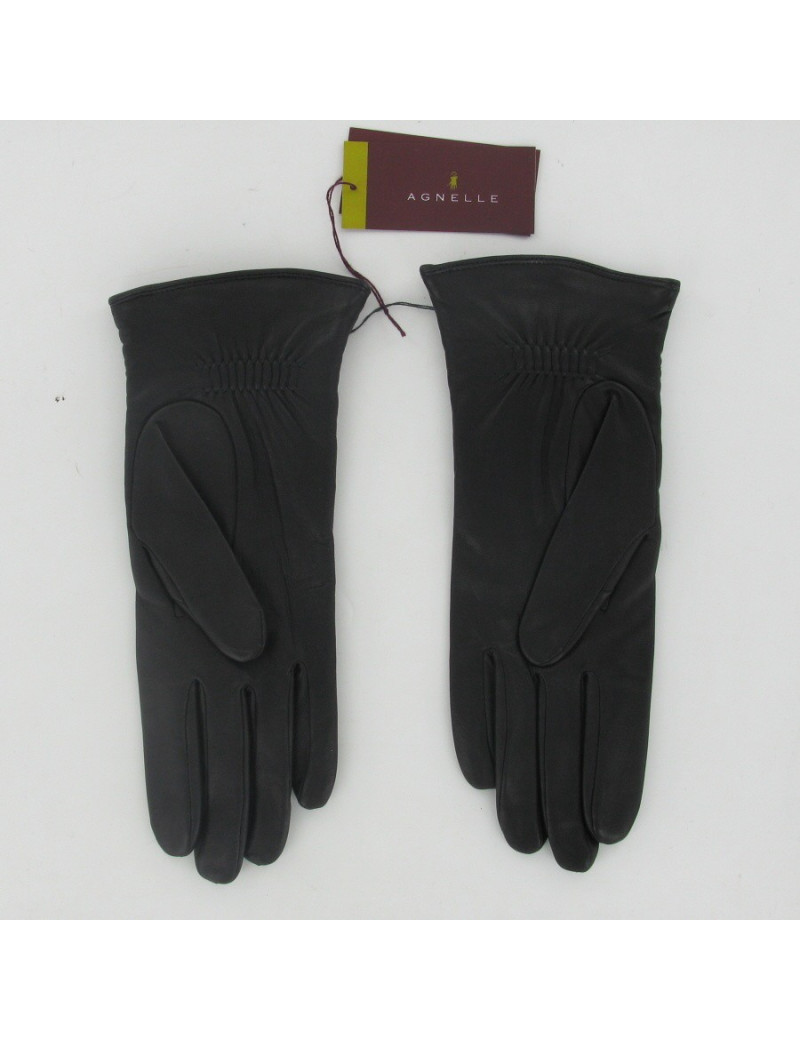 Gants cuir noir AGNELLE