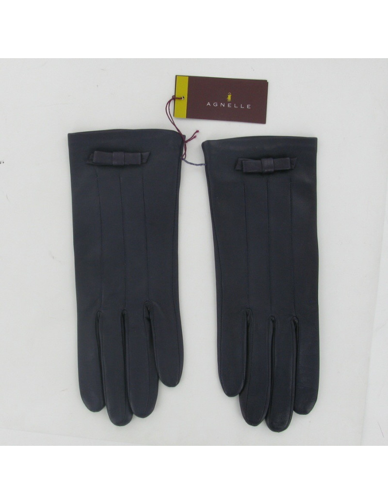 Gants cuir prune AGNELLE