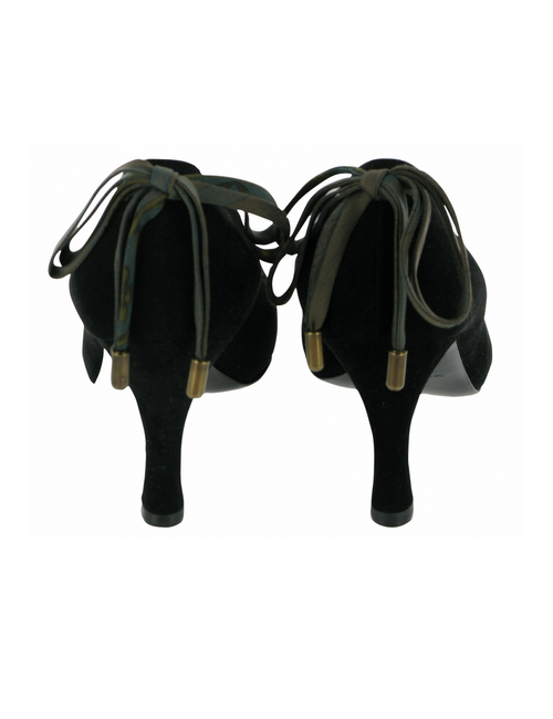 HERMES pumps 35.5 T Black Suede & node