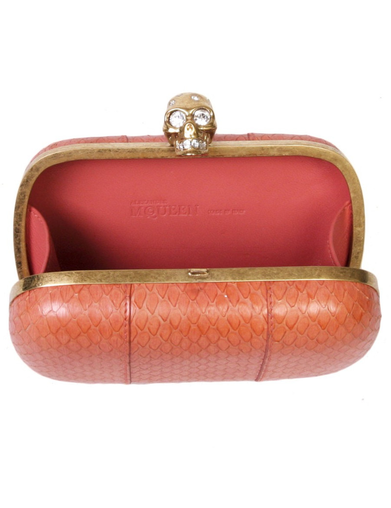 Clutch skull ALEXANDER McQUEEN python coral