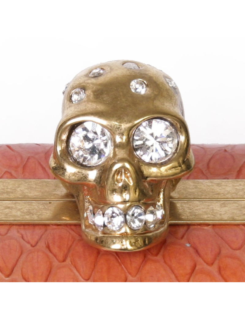 Clutch skull ALEXANDER McQUEEN python coral