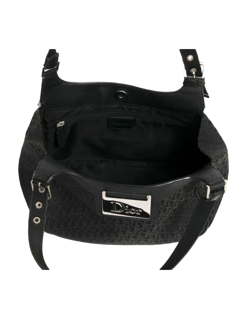 Christian Dior black monogram canvas bag
