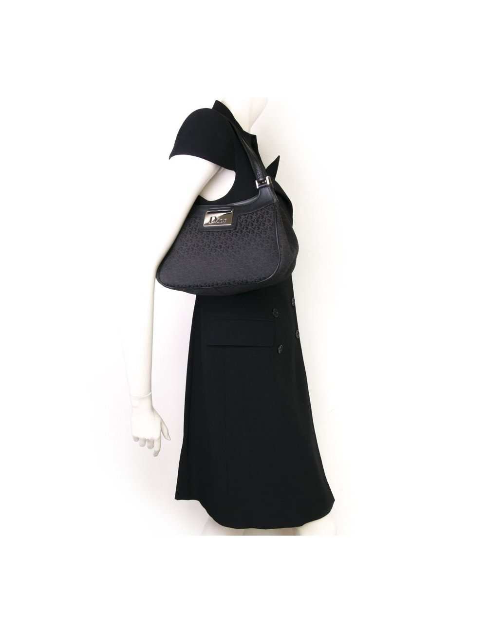 Christian Dior black monogram canvas bag