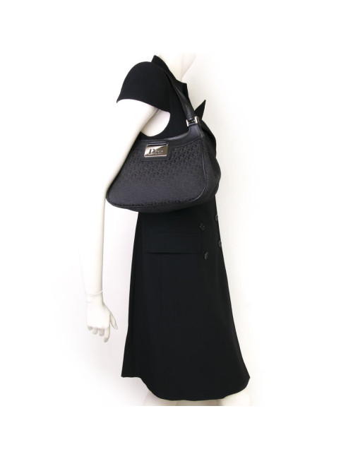 Christian Dior black monogram canvas bag