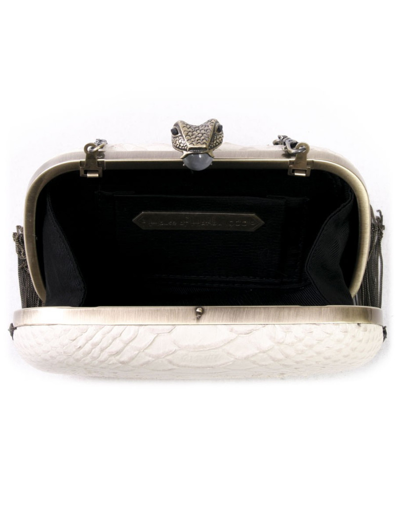 Minaudière HOUSE OF HARLOW 1960 en cuir façon python beige