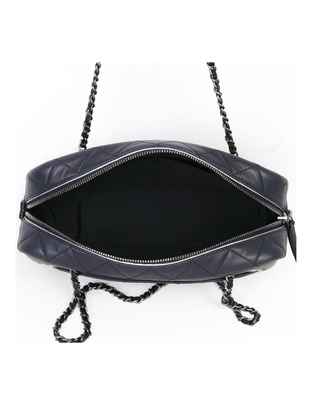 Sac "caméra" CHANEL bicolore bleu et noir