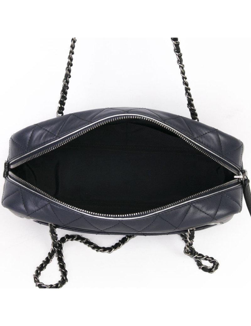 Sac "caméra" CHANEL bicolore bleu et noir