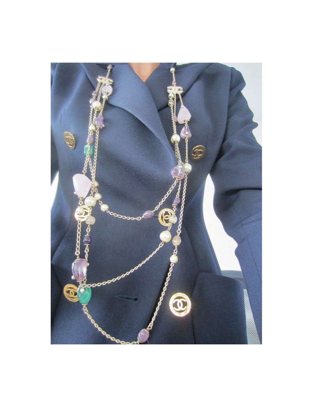 Saltire triple pearls & stones CHANEL