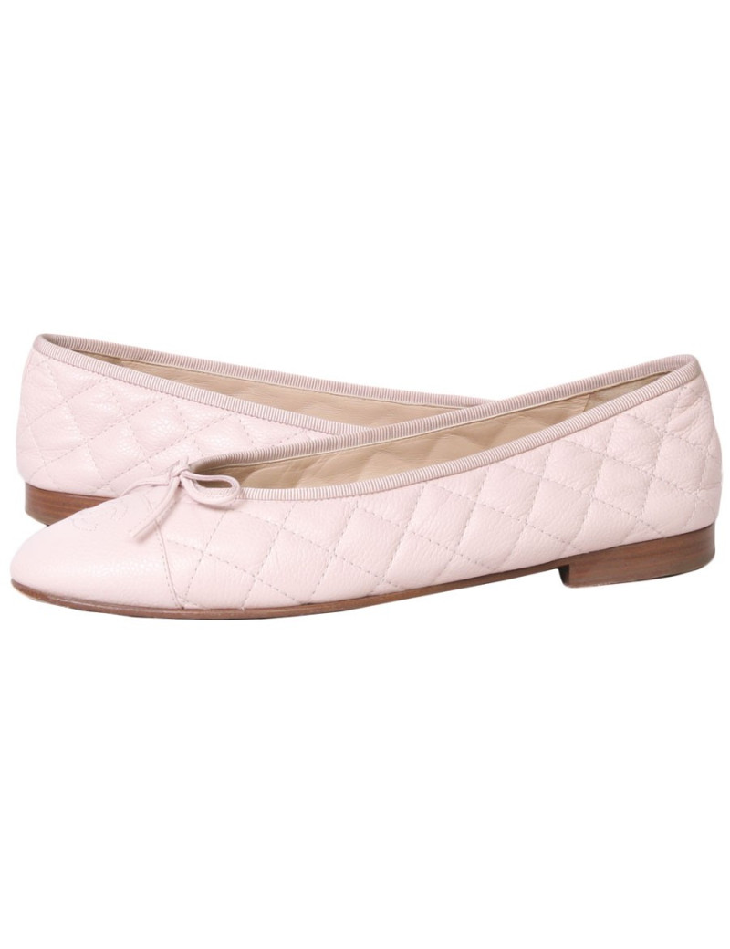 Ballet flats CHANEL T 39.5 quilted pink grained leather