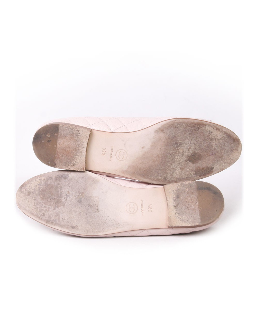 Ballerines CHANEL T 39.5 matelassées en cuir grainé rose 