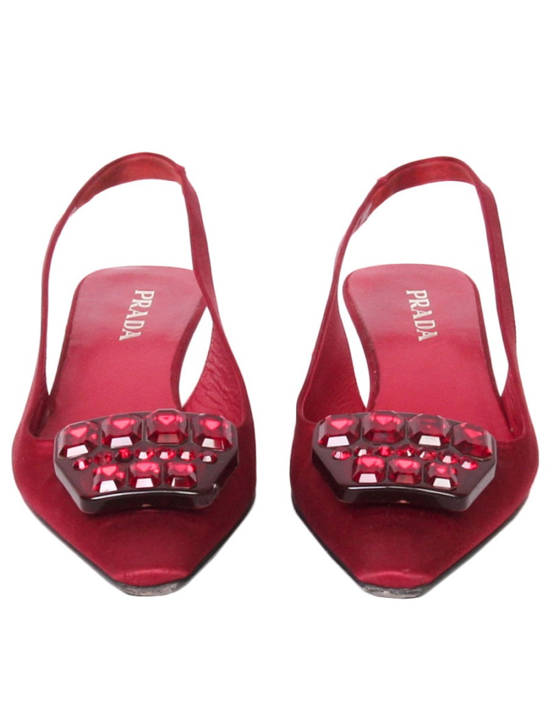 PRADA T 36 red Duchess satin pumps