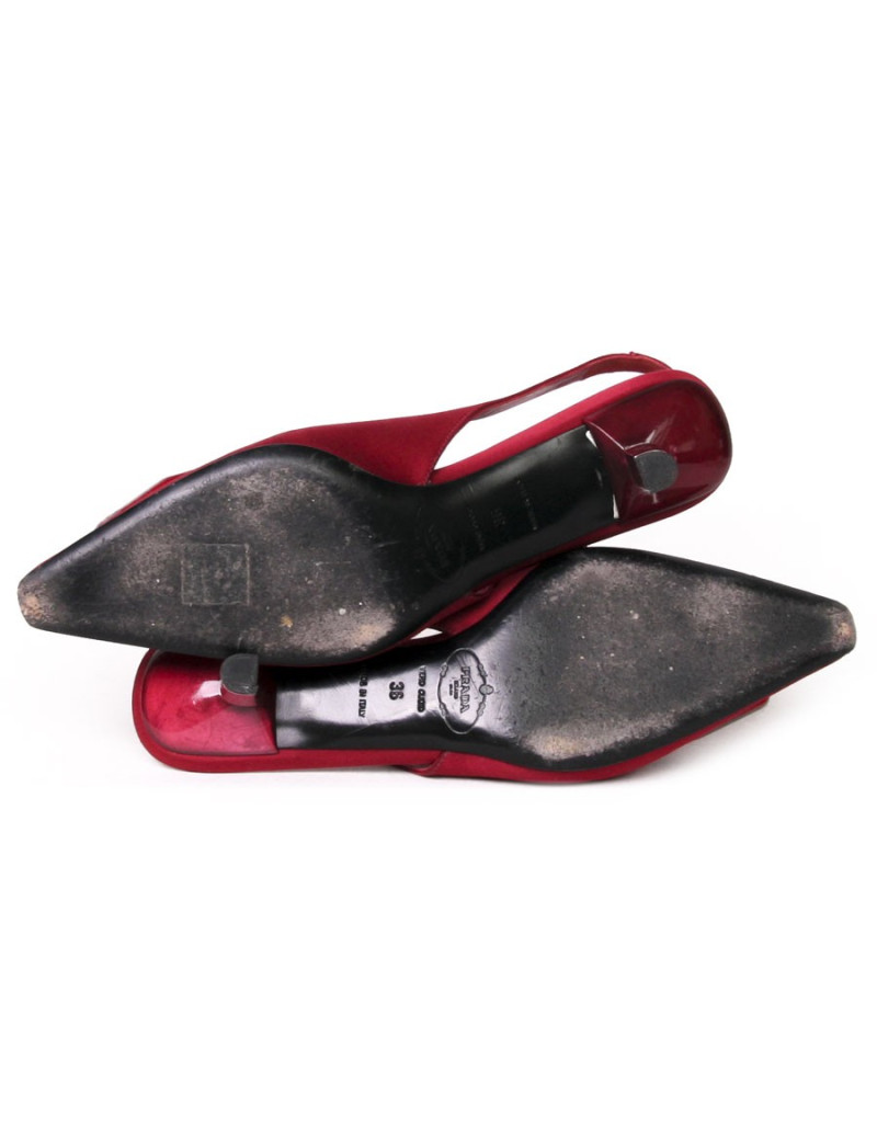PRADA T 36 red Duchess satin pumps