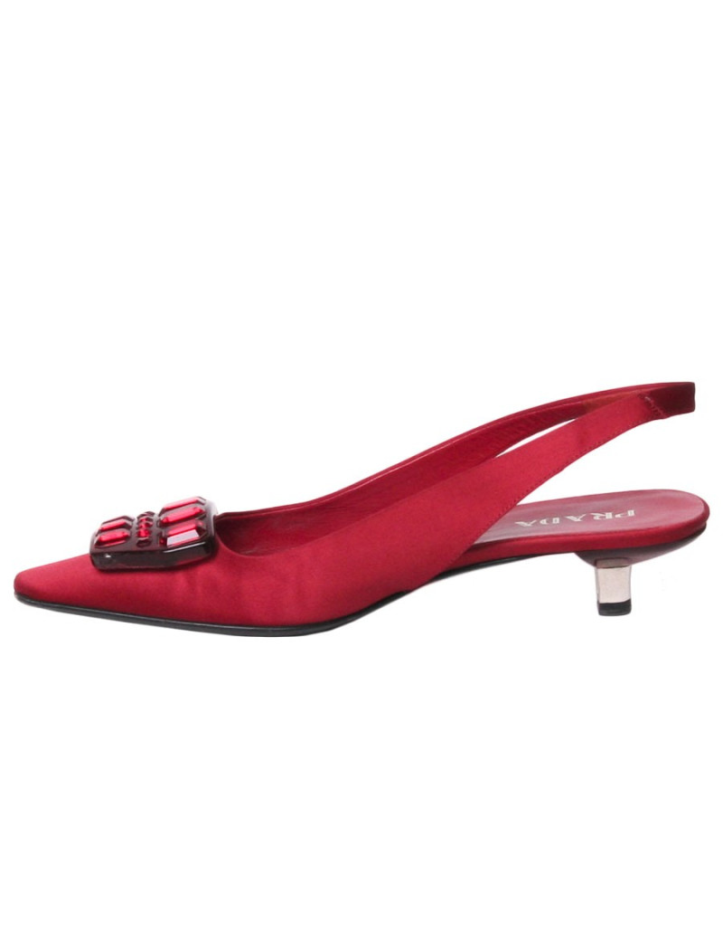 Escarpins PRADA T 36 satin rouge