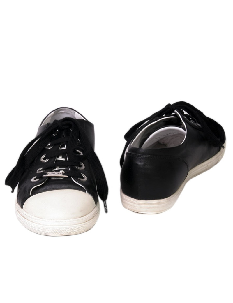 Sneakers CHANEL T 38 cuir d'agneau noir