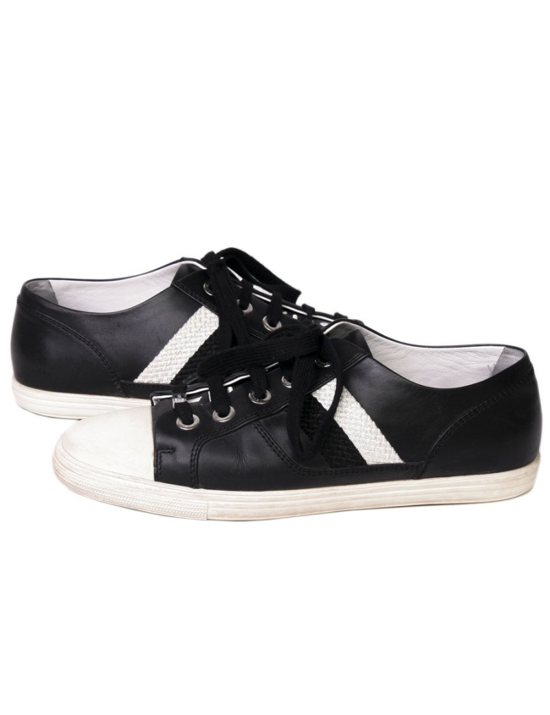 Sneakers CHANEL T 38 cuir d'agneau noir