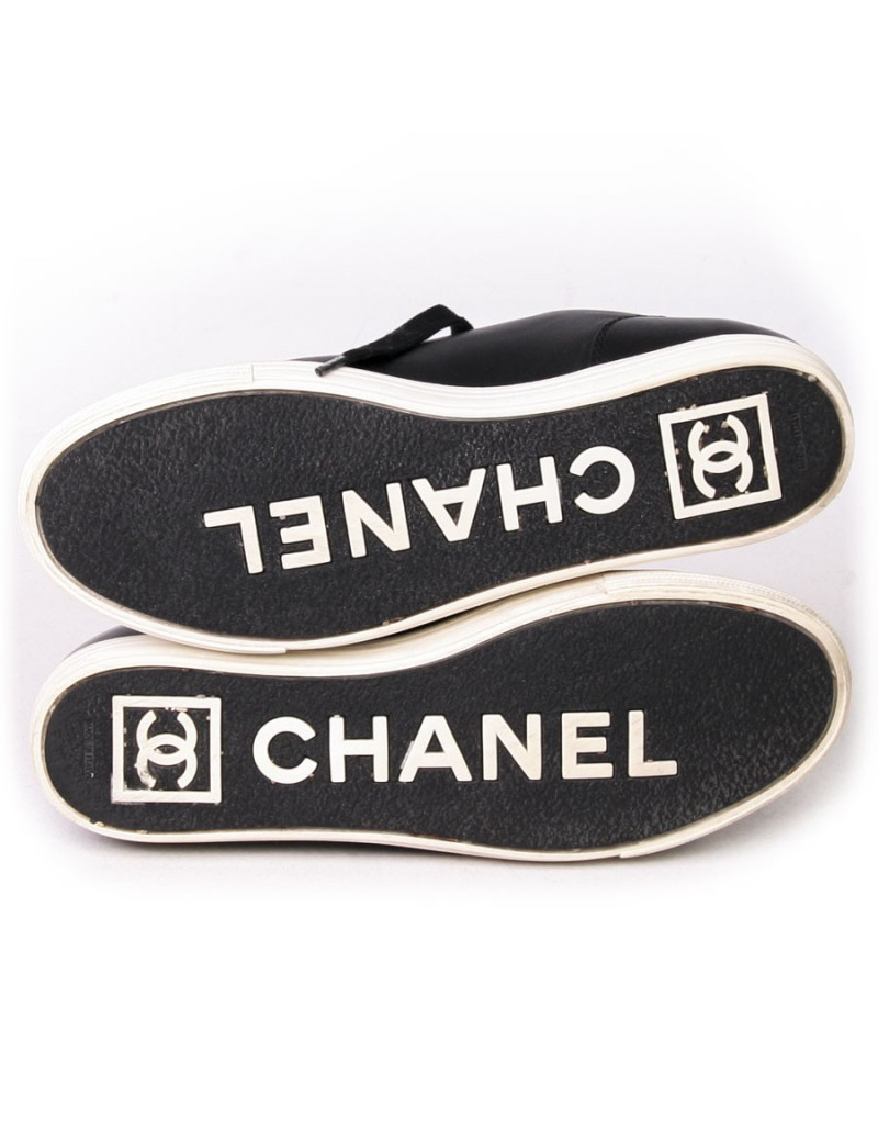 Sneakers CHANEL T 38 cuir d'agneau noir