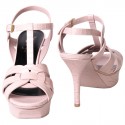 Sandals high 'Tribute' SAINT LAURENT T 35.5 leather pink reptile way
