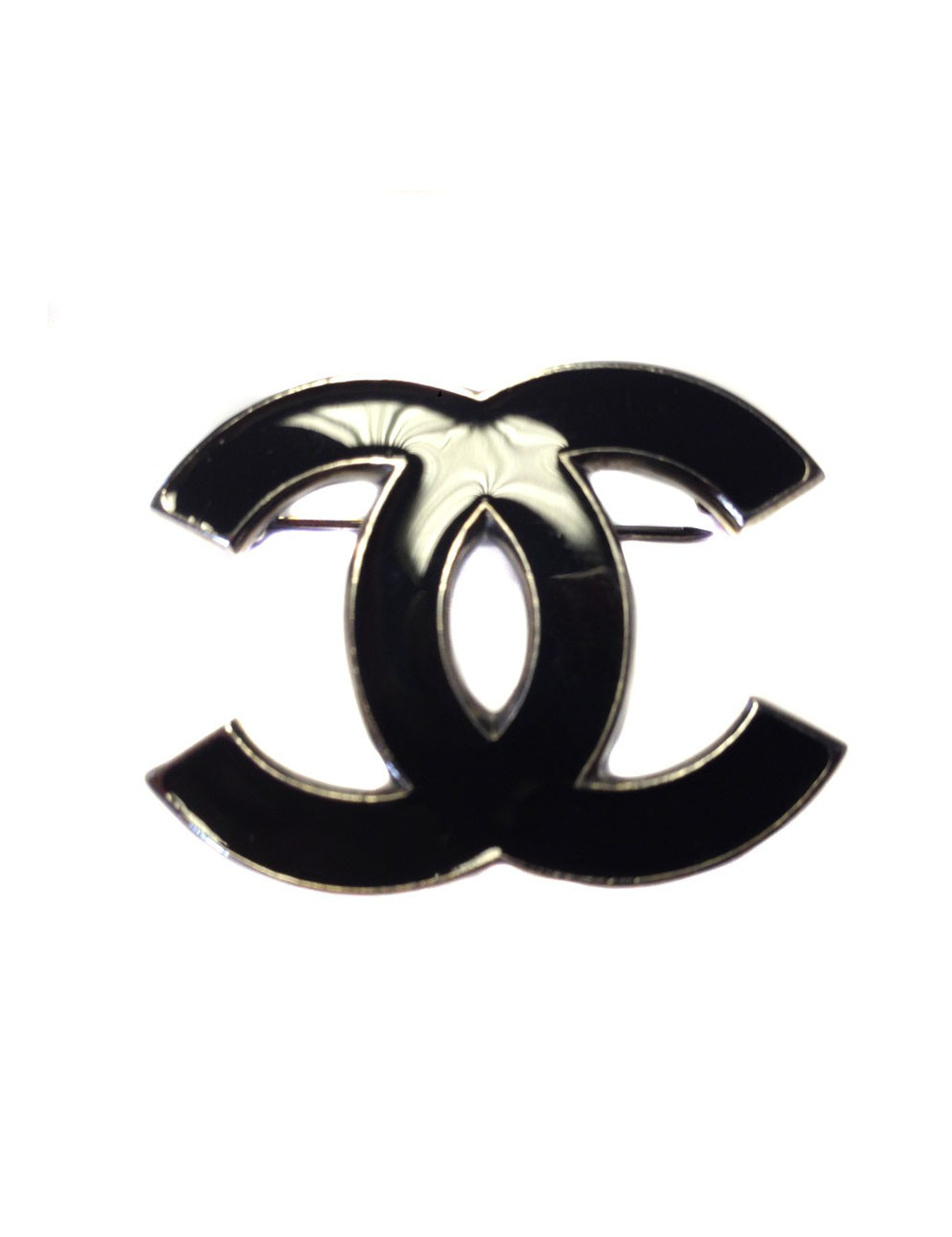Broche émaillée noire CHANEL