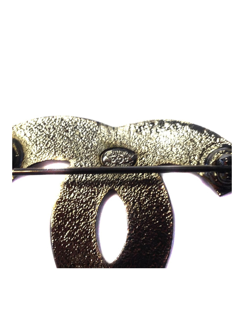 "CC" enamelled black CHANEL brooch