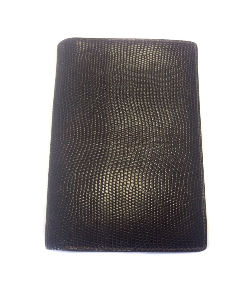 Portefeuille HERMES en serpent niloticus marron