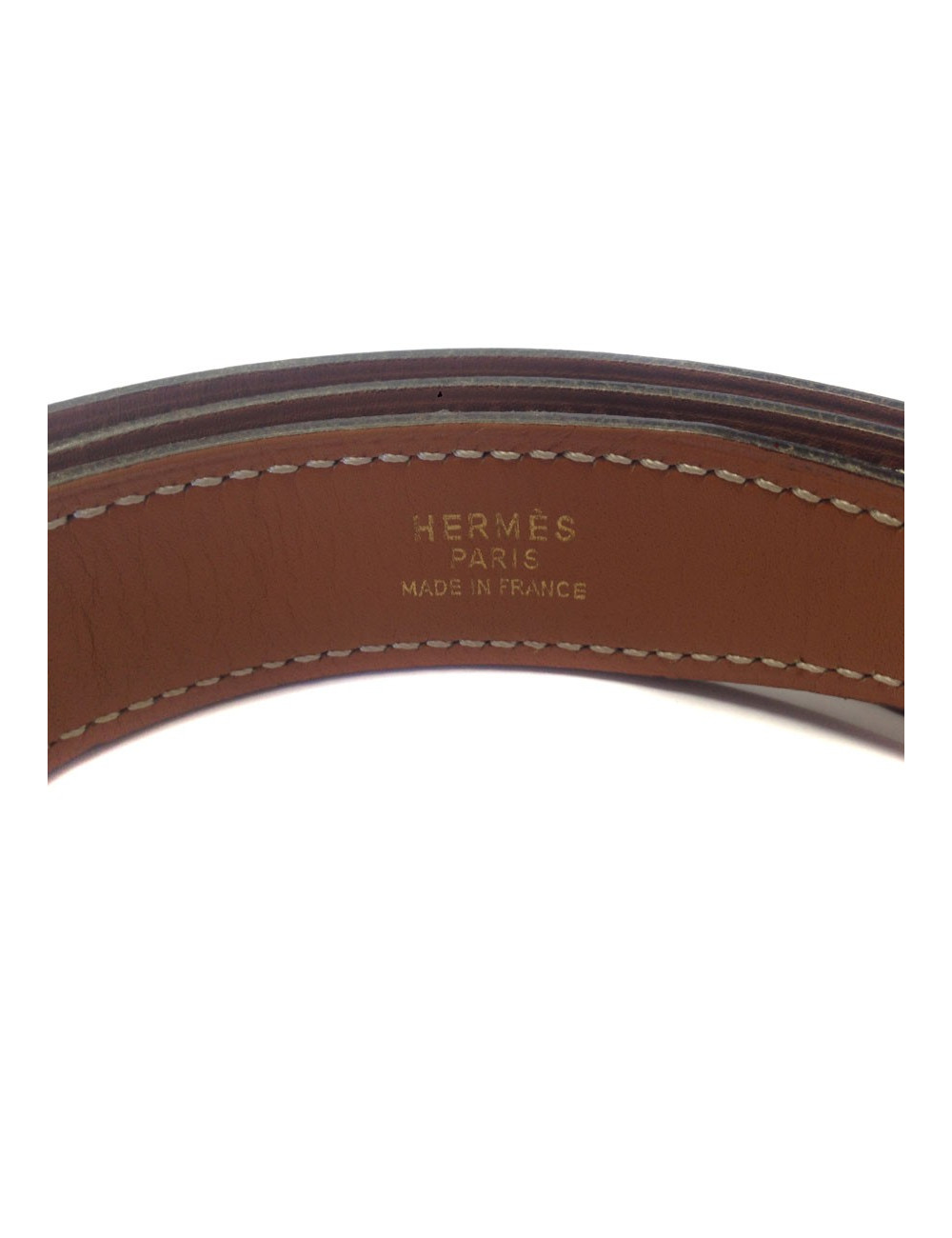 Ceinture HERMES en cuir gold et  box noir reversible